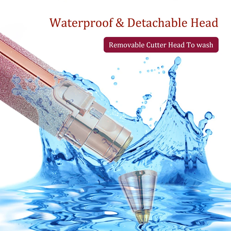 เครื่องกำจัดขนคิ้วไฟฟ้าแบบ2 in 1สำหรับผู้หญิงเครื่องกำจัดขนแบบไม่เจ็บที่โกนขนมีมีดโกนขนาดเล็กพกพาสำหรับกำจัดขนบนใบหน้า