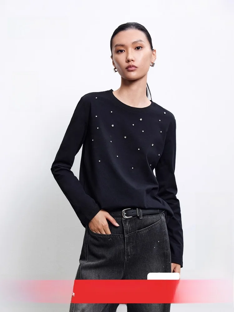 seulement-femmes-ample-oulder-long-sve-t-irt-automne-nouveau-design-sens-irregulier-strass-coton-couleur-pure-haut-decontracte