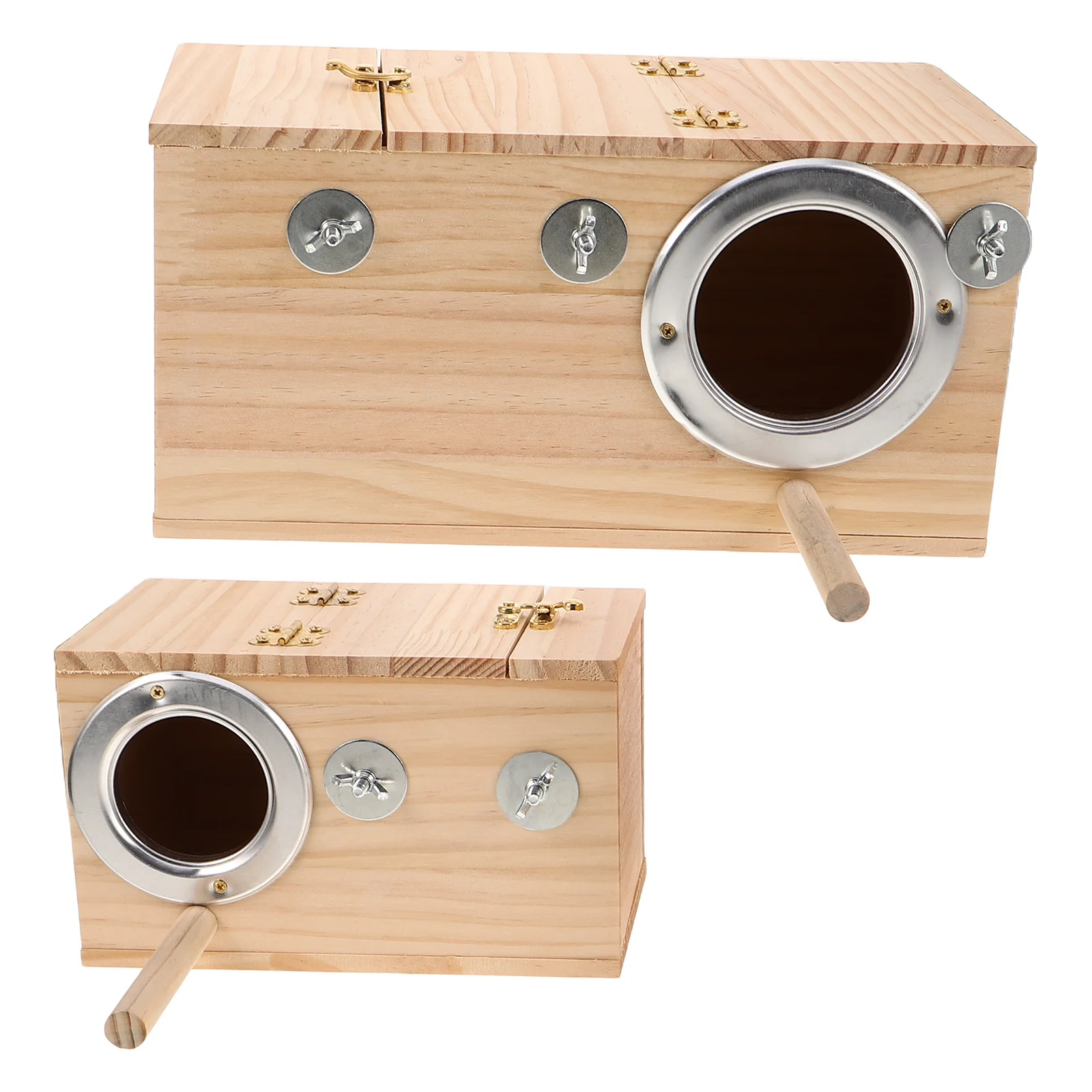 

2Pcs Wood Parrot Nesting Box for Breeding Macaws Conures Small Parakeets Thickened Hanging Nest Cave Safe Comfortable Hatch Home