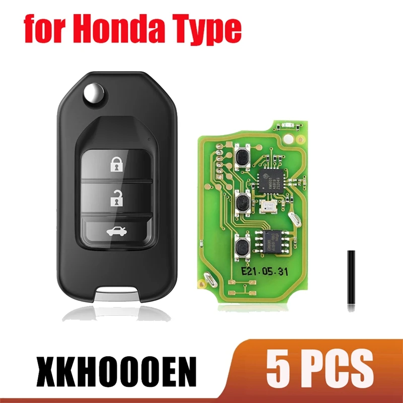 Xhorse XKHO00EN Universal Wire Remote Key Fob Flip 3 Button Replacement For Honda Type For VVDI Key Tool 5Pcs/Lot