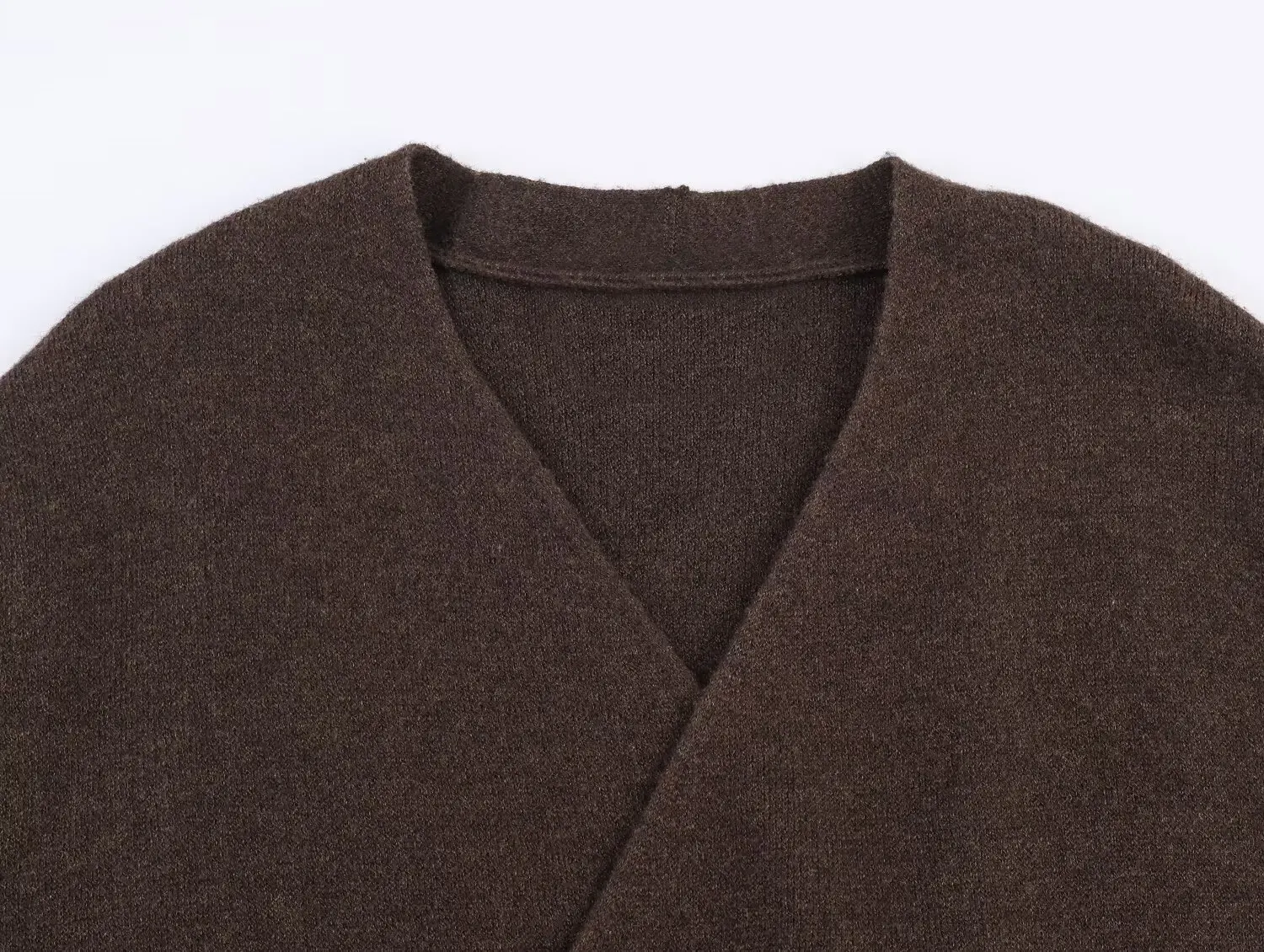 KONDALA Vintage Brauner Gürtel Frauen Winter Lässige Lange Strickjacken Chic V-ausschnitt Mode 2025, Elegante Weibliche Pullover Herbst Outwear