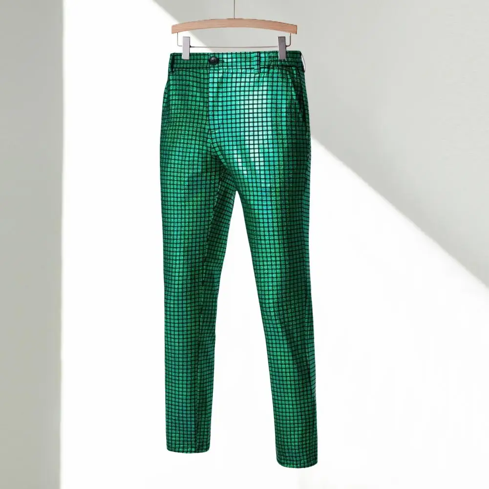 Pantaloni da discoteca da uomo lucidi a gamba dritta pantaloni da discoteca stile Hop con paillettes per uomo pantaloni alla caviglia con gamba dritta Slim Fit con abbronzatura