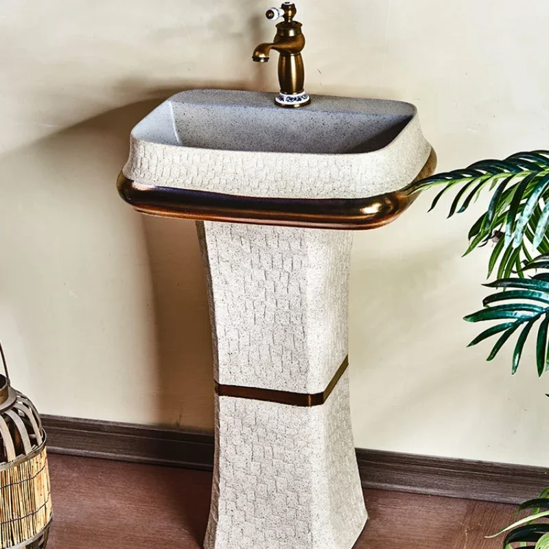 Ceramic art hand washing single column small apartment balcony bathroom type washbasin outdoor