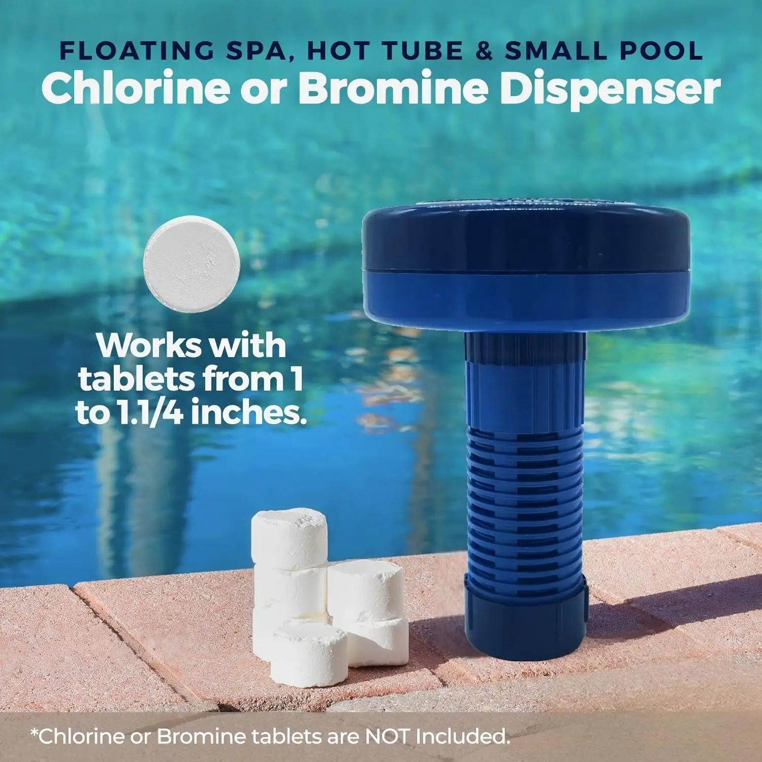 Floater Dispenser for Spa, Hot Tub and Pools for 1 Inch Chlorine or Bromine Tablets. Swimming Pool Disinfection Equipment