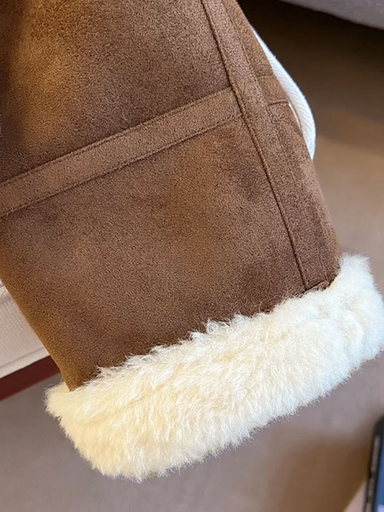Ladies' Warm Lamb Fur Jaet Self-Kee Sle ort Suede Autumn Winter Coat Fem Small Size Original Design Loose Fit