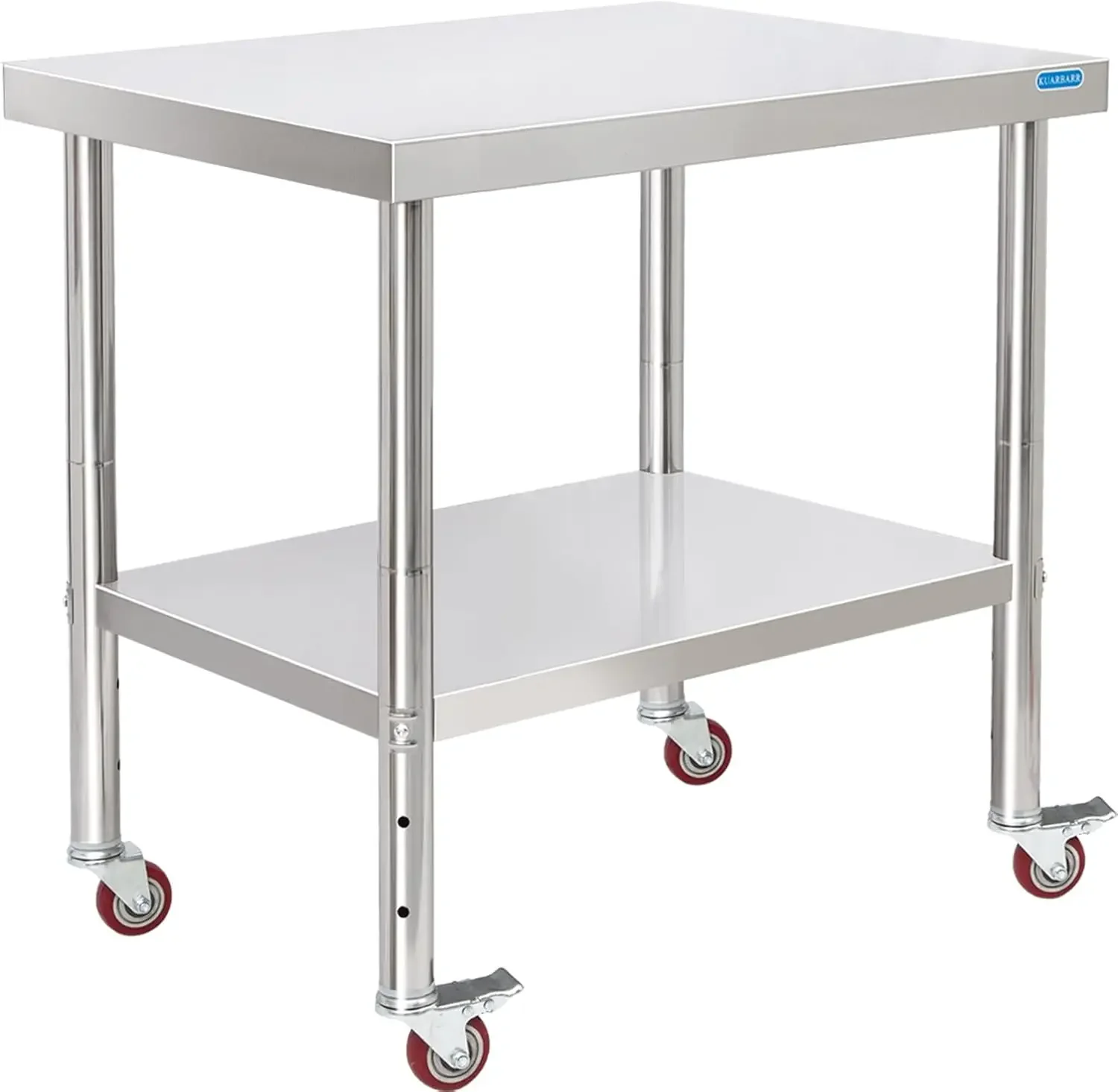 Steel Table for Prep & Work with 4 Caster Wheels with Adjustable Undershelf 24 x 30 NSF Metal Commercial Kitchen Workt