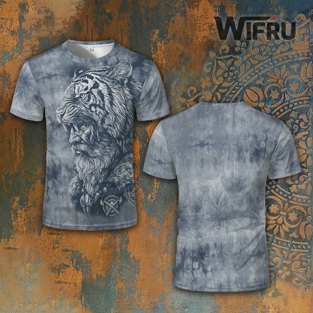 

Warriors Graphic Men's T-shirts Creative Unique Tie-Dye 3D Printed Round Neck Short Sleeve Tops Street Fashion vintage T shirt