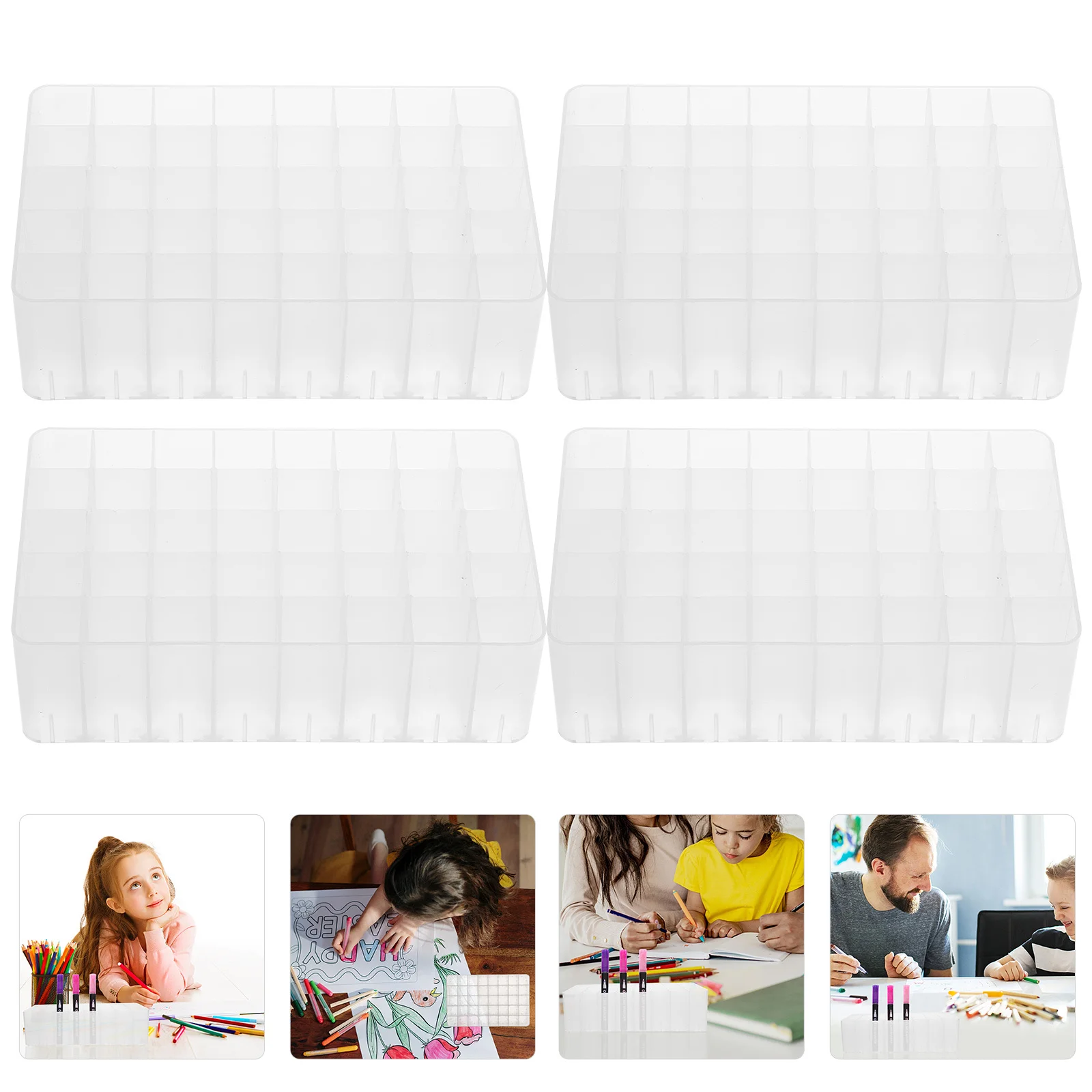 

4pcs Marker Pen Holder Desktop Organizer Base Premium Plastic Storage Stand For Markers Pens Stationery Container Pen Sorting