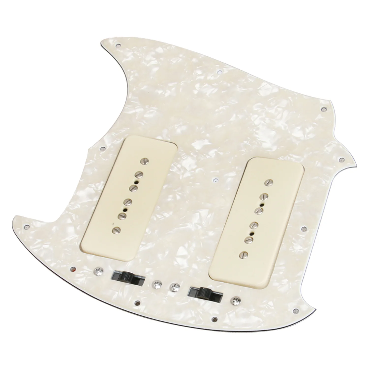White Pearl Jazz/master Pickguard Preassembled with P90 Soap Bar Pickups Pre-wired Harness Electric Guitar Scratch Plate