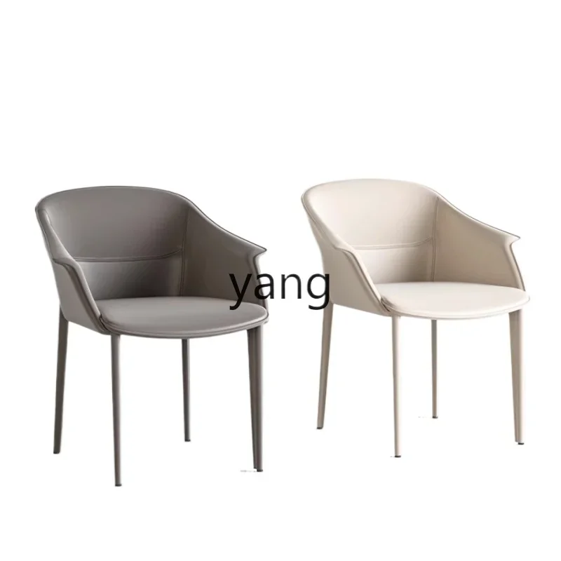 

CX Simple saddle leather dining chair, high-end home backrest armrest, restaurant makeup chair