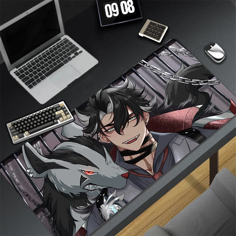 Genshin Impact Wriothesley Mouse Pad Black Wolf XXL Keyboard Rug PC Gamer Cabinet Mousepad Laptop Anime Gaming Desk Mat Carpet