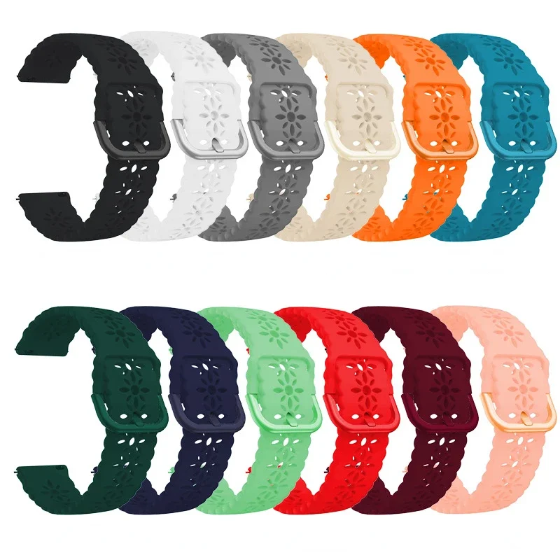 

10pcs/lot for Samsung Active2 Silicone Watch 4/5/6 20mm Plum Blossom Hollow