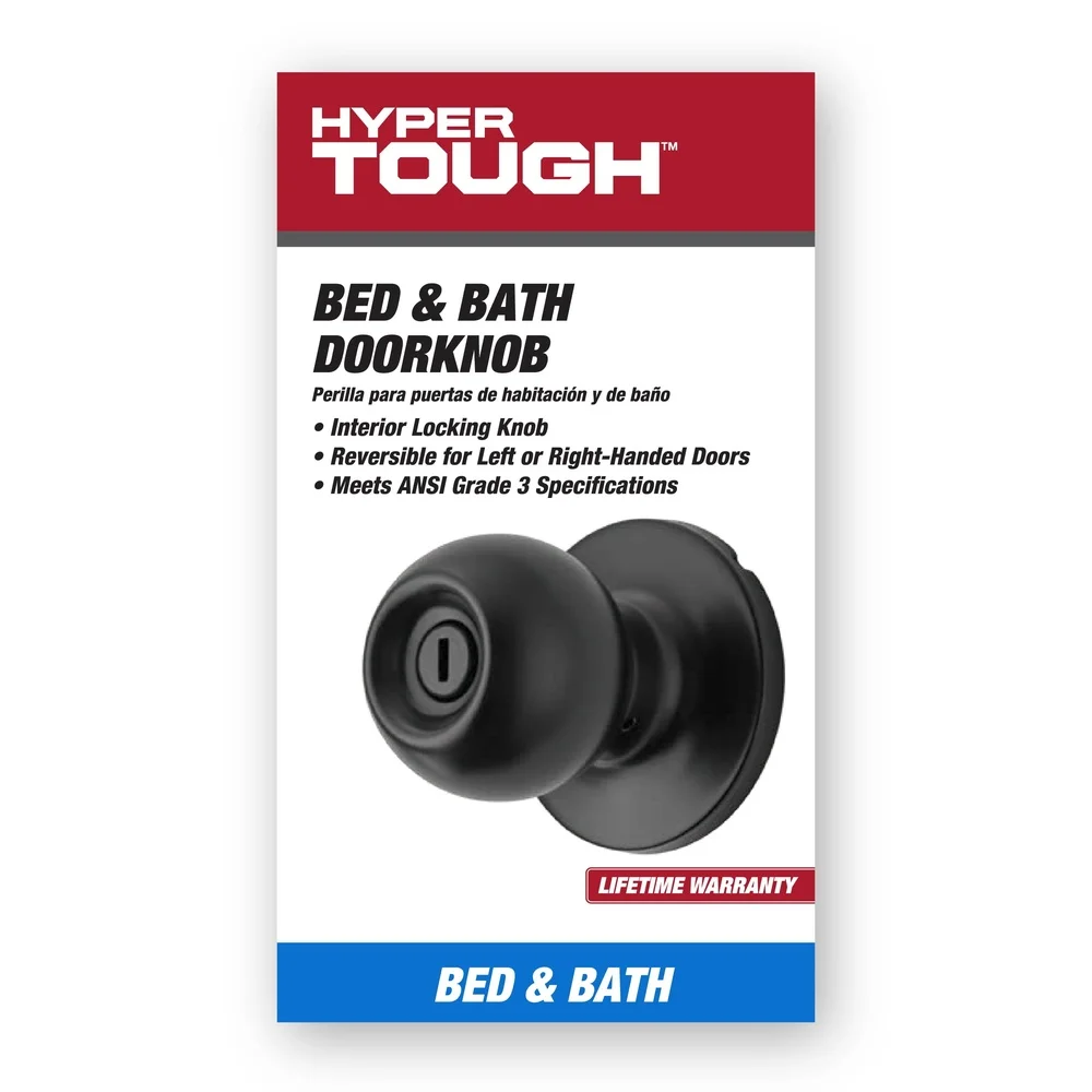 2 Pack Interior Locking Ball Privacy Doorknob Matte Black Finish Easy Install Reversible Design Security Bedroom Bathroom