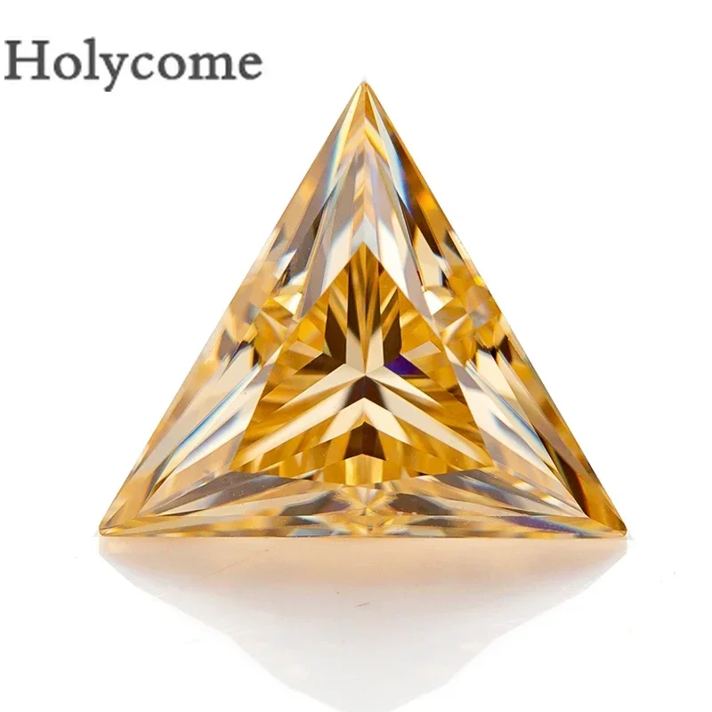 Holycome Triangle Shape Moissanite GRA Certificate Champagne Multiple Sizes Factory Sales Pass Diamond Tester Positive Beads