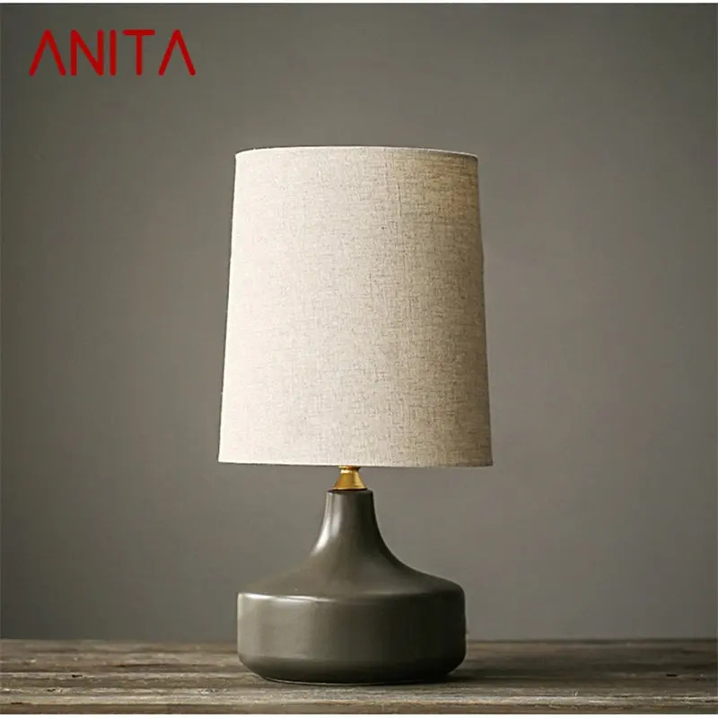 ANITA Nordic Simple Table Lamp Contemporary Ceramic Desk Light LED for Home Bedside Decoration