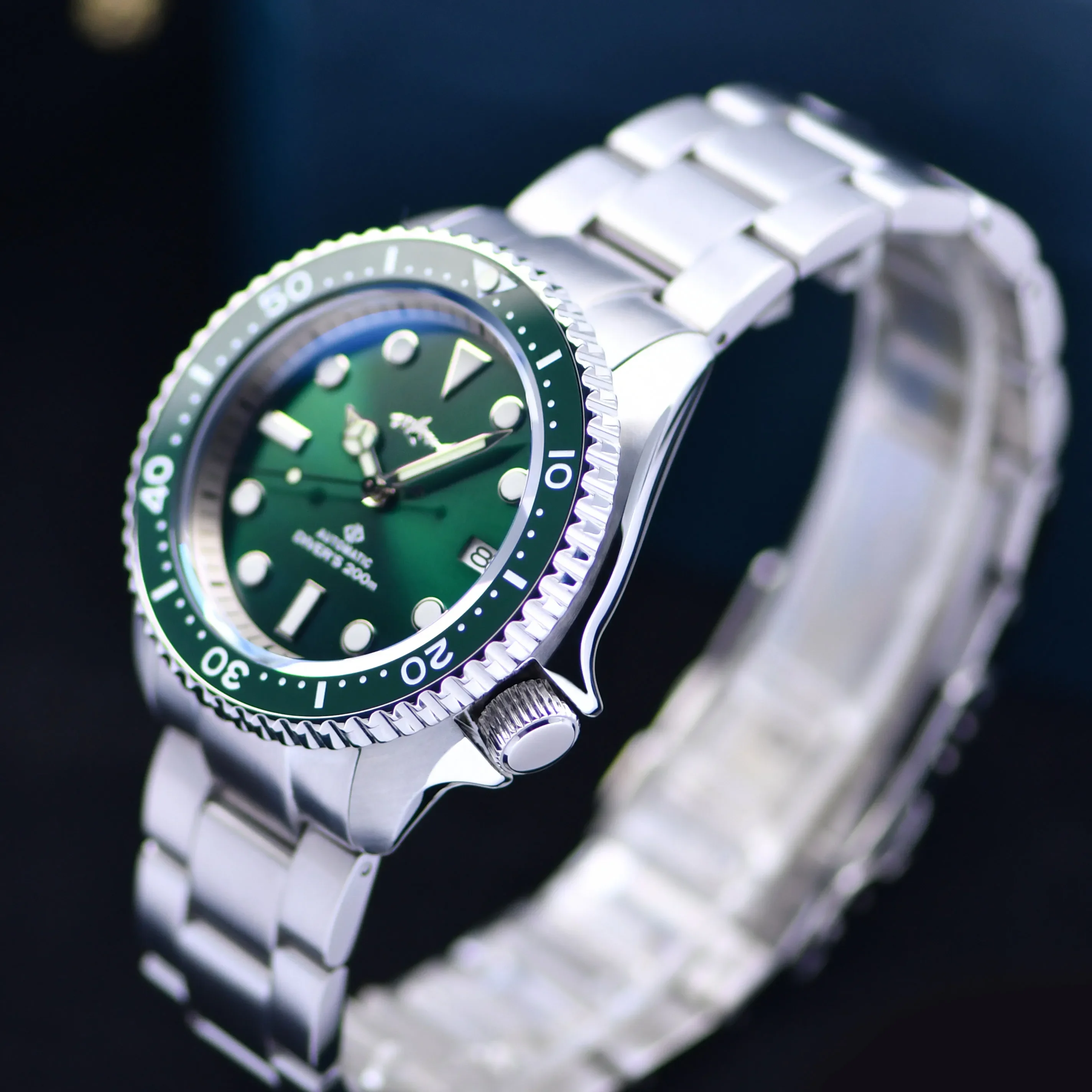 Heimdallr Watch For Men HM06 Sumo SBDX 200M Waterproof Sapphire Crystal Glass C3 Luminous Green Dial NH36 Automatic Movement