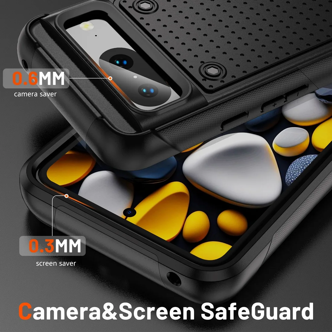 Capa de telefone Pixel 8 Pro, à prova de choque, elegante, durável, resistente, fina, capa protetora com suporte para Google Pixel 8/8A