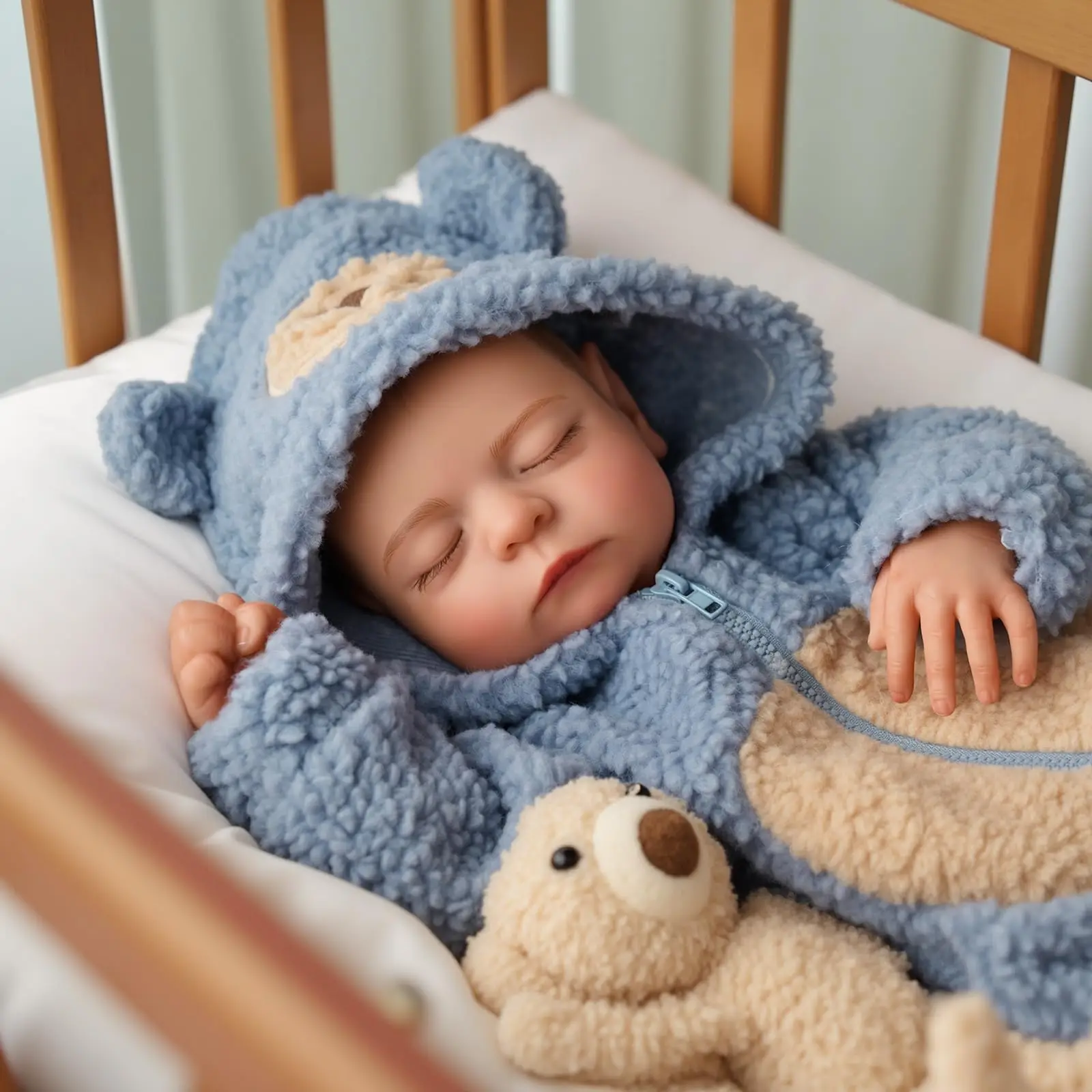 ตุ๊กตา Reborn - ตุ๊กตาเด็กเหมือนจริงขนาด 20 นิ้ว ตัวทำจากผ้า ตาปิด - ตุ๊กตาสมจริงพร้อมอุปกรณ์เสริมสำหรับเด็กอายุ 3 ปีขึ้นไป