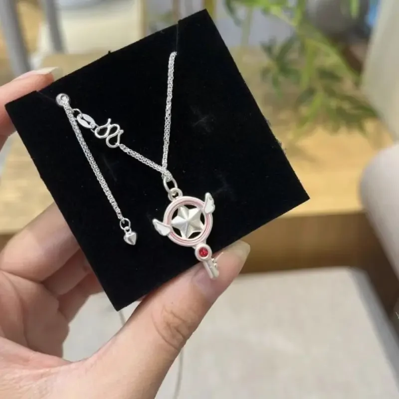 Cartoon Cardcaptor Sakura anime peripheral magic wand necklace kawaii girl heart trend necklace pendant birthday gift wholesale