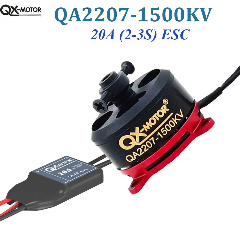 

QX-MOTOR QA2207 1500KV Бесщеточный двигатель с 20A ESC для радиоуправляемого дрона Самолет с неподвижным крылом Самолет KT F3P