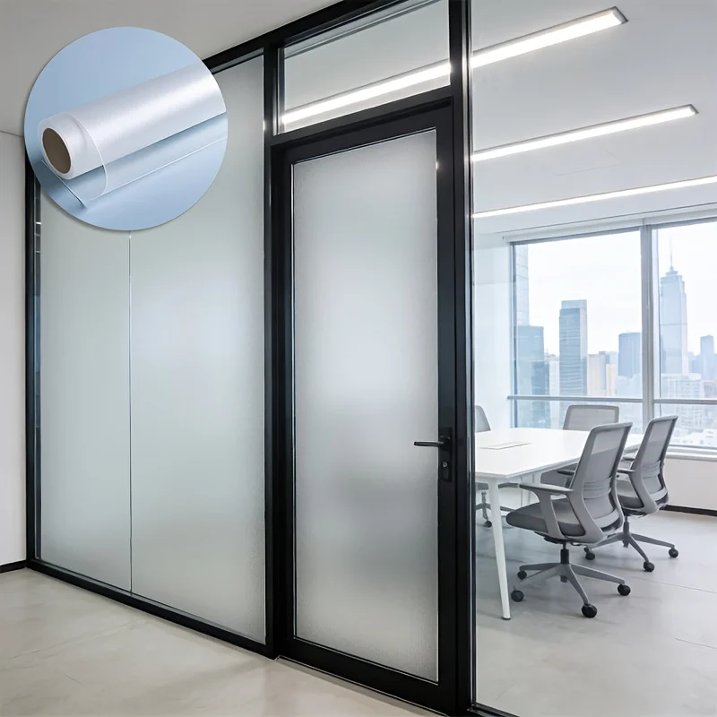Pure White Frosted Privacy Window Film Static Cling No Glue Removable Easy Install for Bathroom Glass Door