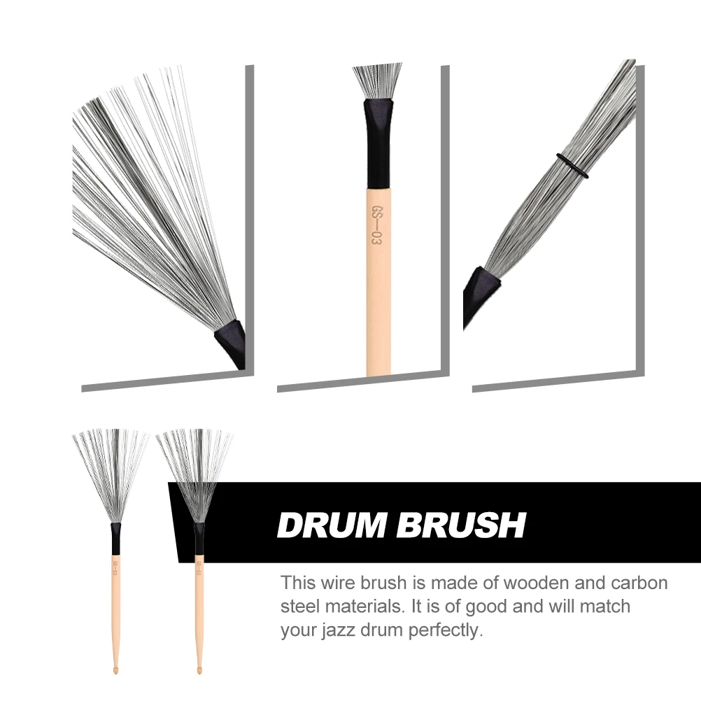 

Maple Sticks Drum Wire Brush Broom Steel Drumbrush Metal Carbon Brushes Percussion Instrument