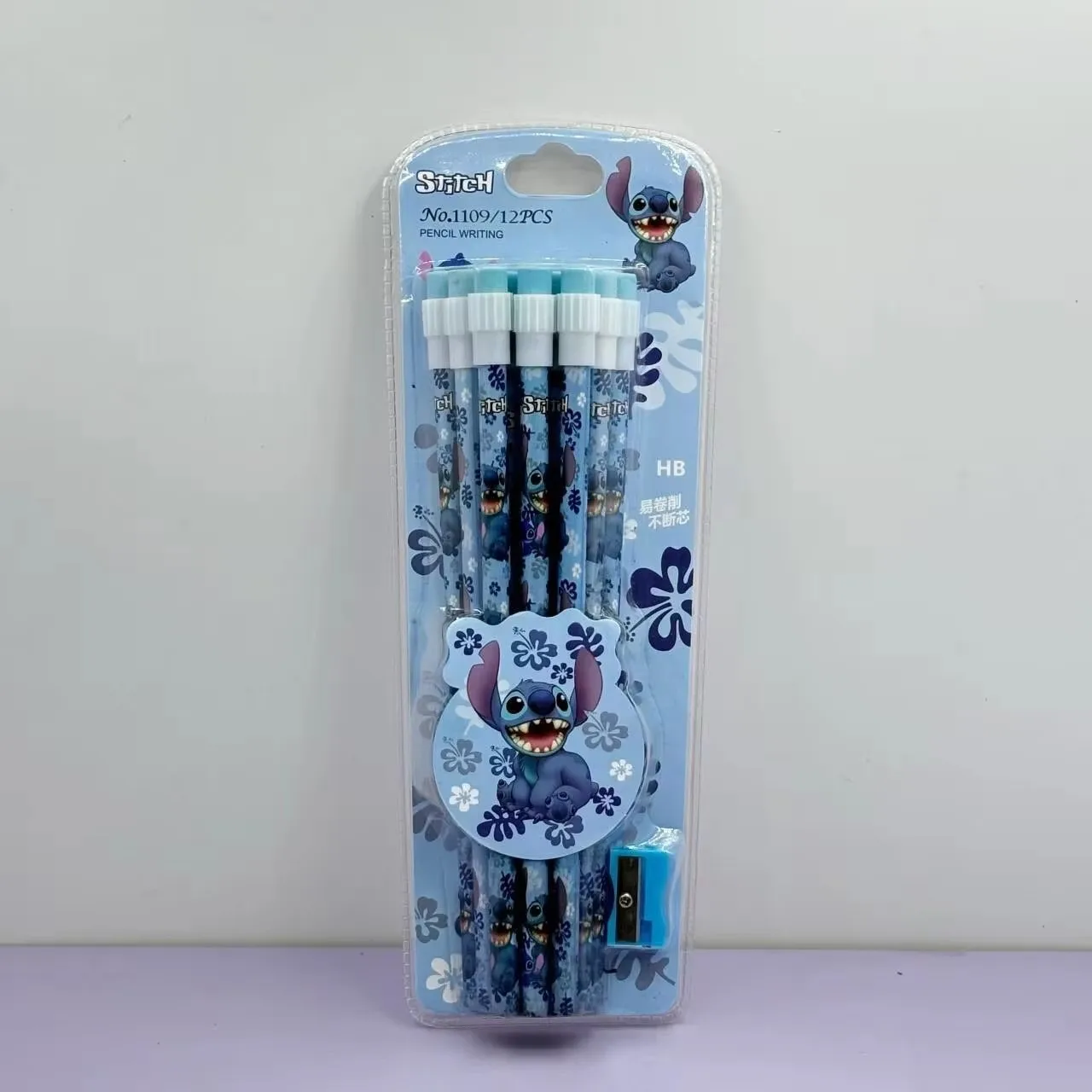 New Disney Stitch cartoon children\'s pencil with eraser pencil sharpener School supplies Pencil Children\'s Christmas toy gift