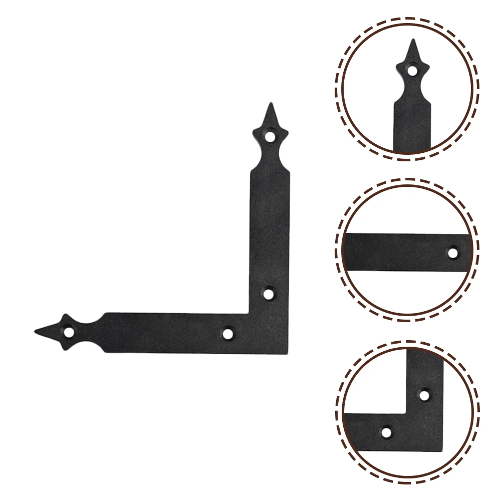 

4pcs Furniture Hardware Reinforcement Brackets Heavy Duty Iron Corner Black Wrought Wood Flat Plates Angle Bracket L Brackets