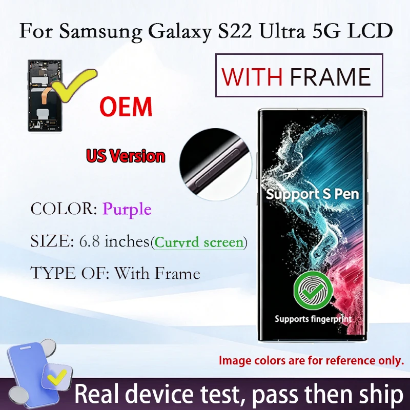 S22U Voor Samsung Galaxy S22 Ultra 5G AMOLED LCD Display Touchscreen Digitizer Assemblage Vervanging Reparatie Onderdelen Nieuwe Levering