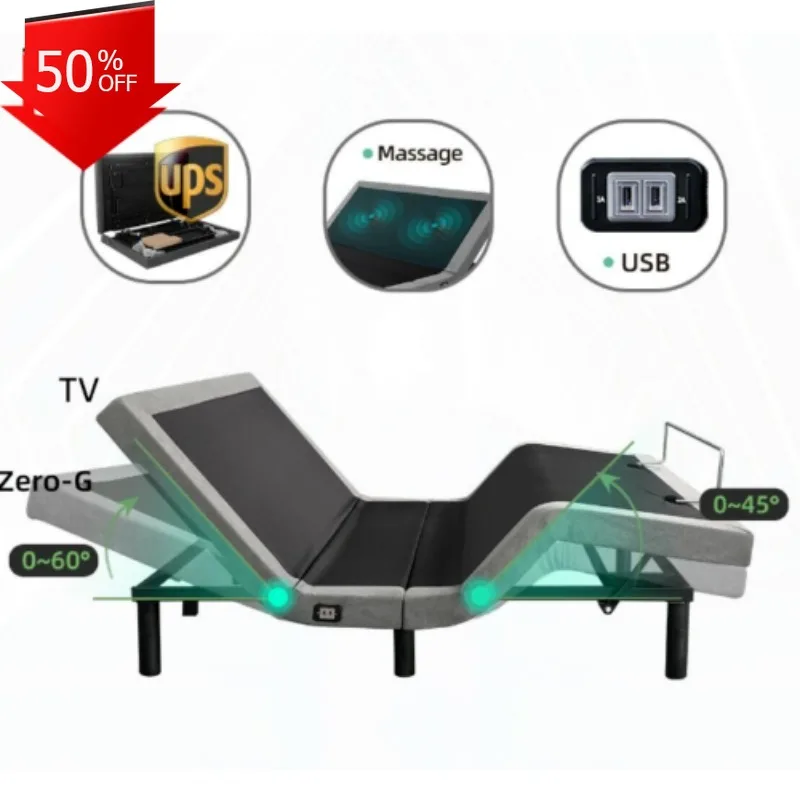 

Electric Adjustable Bed Base Queen Size Beds US Warehouse Foldable Queen Size Iron Carton Box Modern Panel Soft Bed Plywood Oak