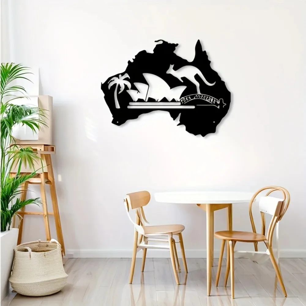 Kangaroo Metal Wall Art Black Decorative Plaque for Home Office Indoor Outdoor Gift
