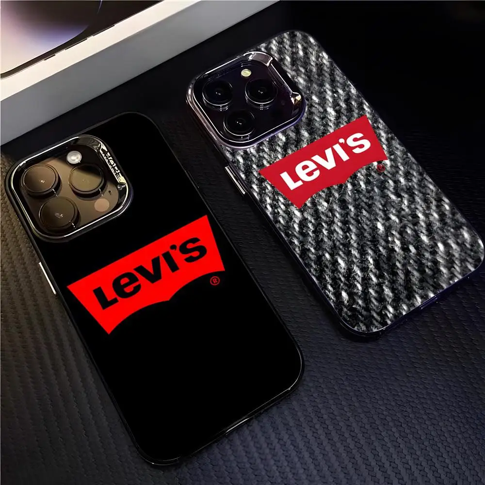 Funda para Teléfono con Logotipo L-Levis-S para iPhone 17 Air 16 E 15 14 Plus 13 12 11 Pro Max, Color Plateado