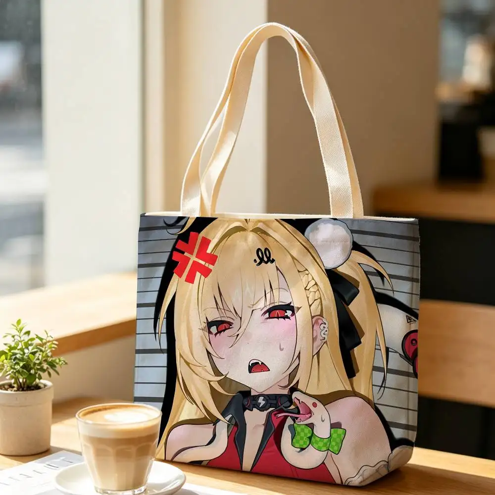 Zenless ZZZ C-Cissia Large Capacity Cotton Polyester Shoulder Tote Bag Zipper Handbag for Shopping Daily 4