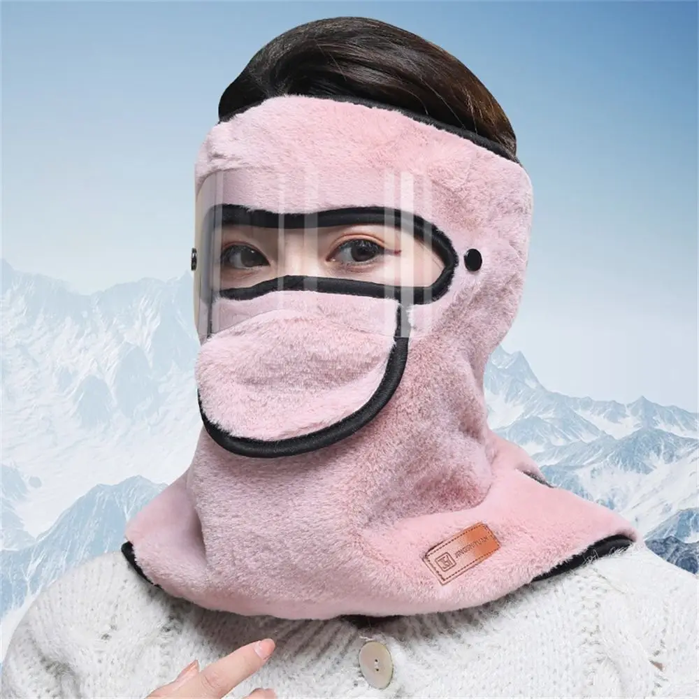 Máscara facial de pelúcia quente lã polar com capa removível óculos proteção do pescoço à prova de frio à prova de vento cachecol de alta definição