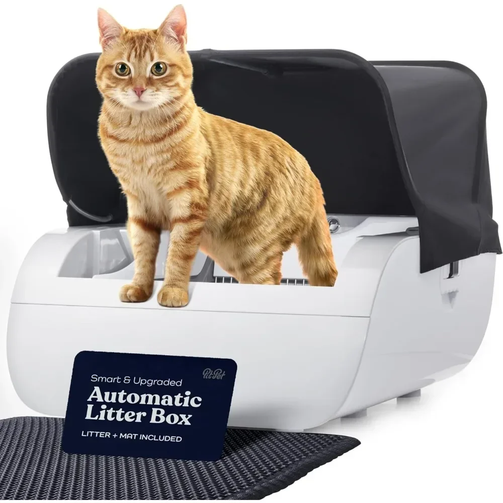 

Smart Automatic Cat Litter Box - Self Cleaning with Built in Odor Eliminator -Works with Clumping Cat Litter Large Cat Bedpans