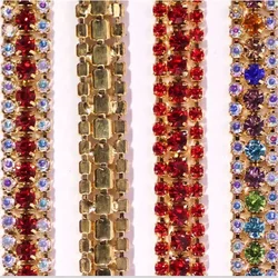 Rhinestones Trimming Chain Crystal Glitter Stones Sewn Rhinestones Chain for Dresses Decorations Trims Accessories