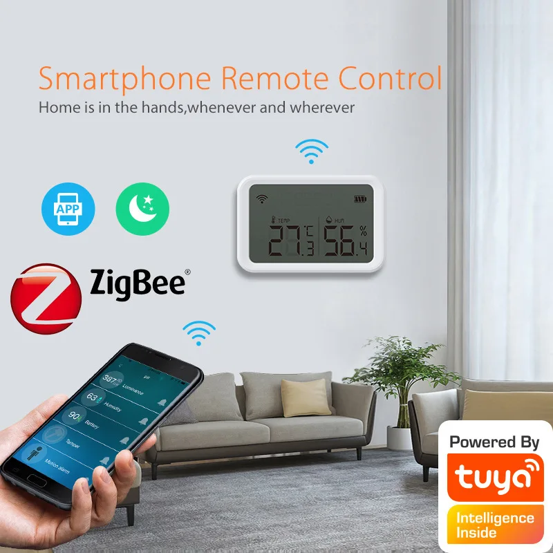 

Датчик Tuya ZigBee/WiFi — интеллектуальный монитор температуры и влажности и света с HomeKit и дистанционным управлением через мобильное приложение
