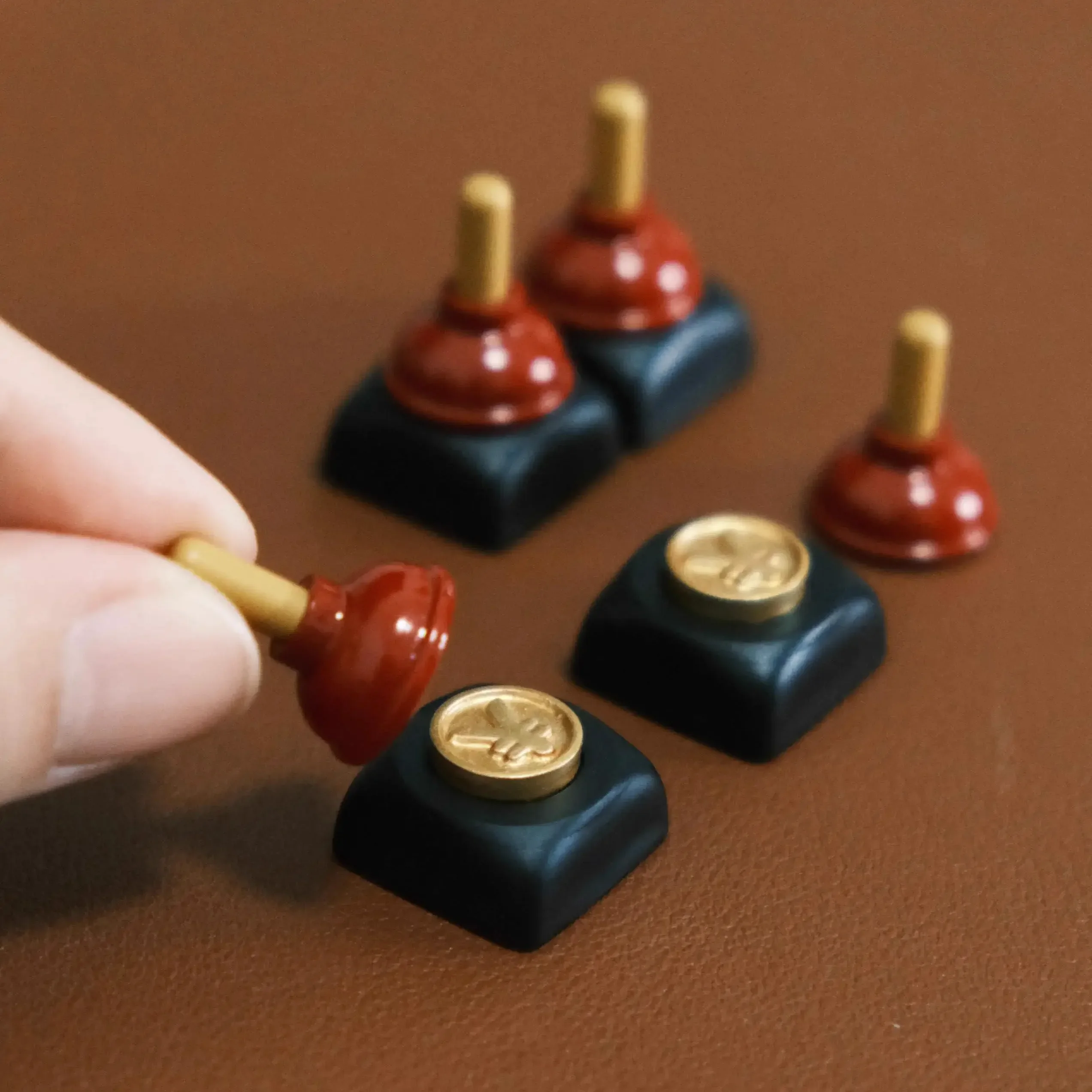 LOBO Handmade Custom Keycap Gold-absorbing Small Leather Magnetic Artisan Keycaps for Mechanical Keyboard Caps PC Gamer Gifts