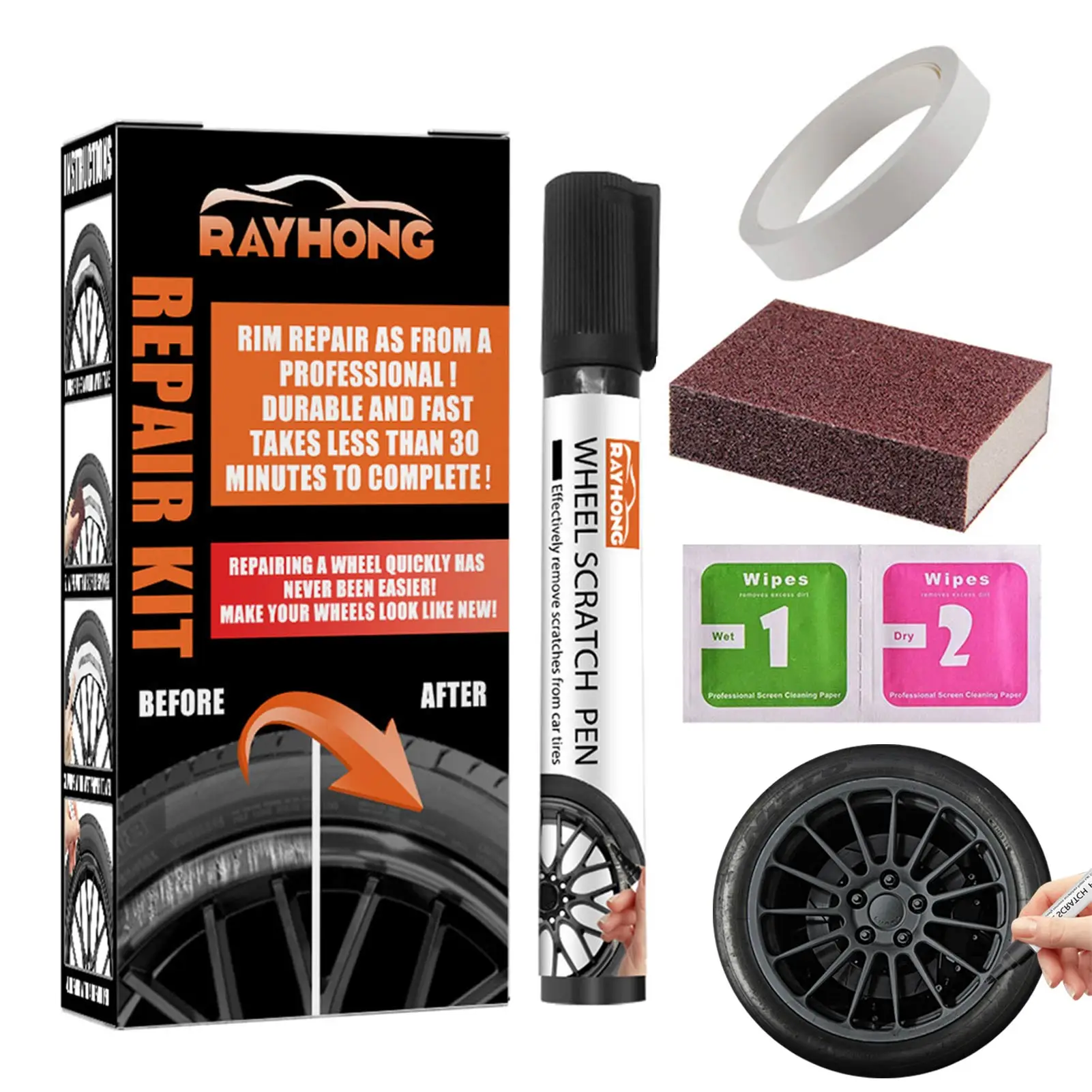 Car Wheel Rim Scratch Repair Kit Universal Markers & Fillers All Colors For Rims Quick And Easy To Use Auto Paint Accessories