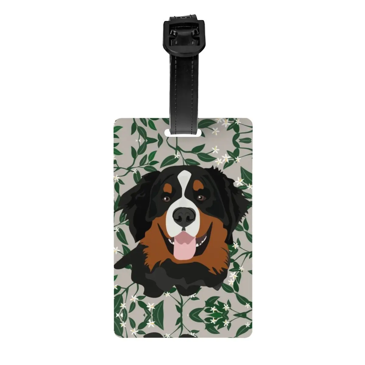 Bernese Mountain Dog Floral Luggage Tag Pet Travel Bag Suitcase Privacy Cover ID Label