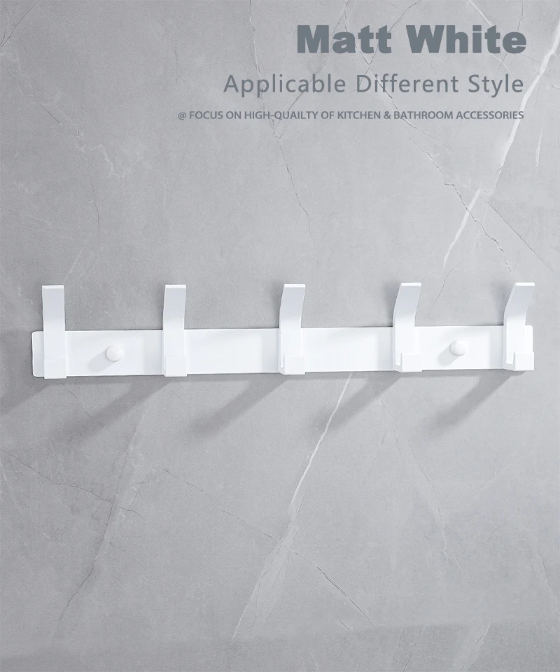 Weiß Garderobe Wand Kleidung Kleiderbügel Badezimmer Hängen Handtücher Halter Schwarz Hause Tür Haken Küche Lagerung Haken Organisatoren – Detail 4