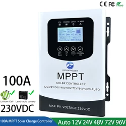 Stock de Brasil MPPT 100A 230VDC controlador de carga de Panel Solar 60A 80A regulador fotovoltaico RS485 WIFI Monnitor para sistema doméstico de 12V a 96V