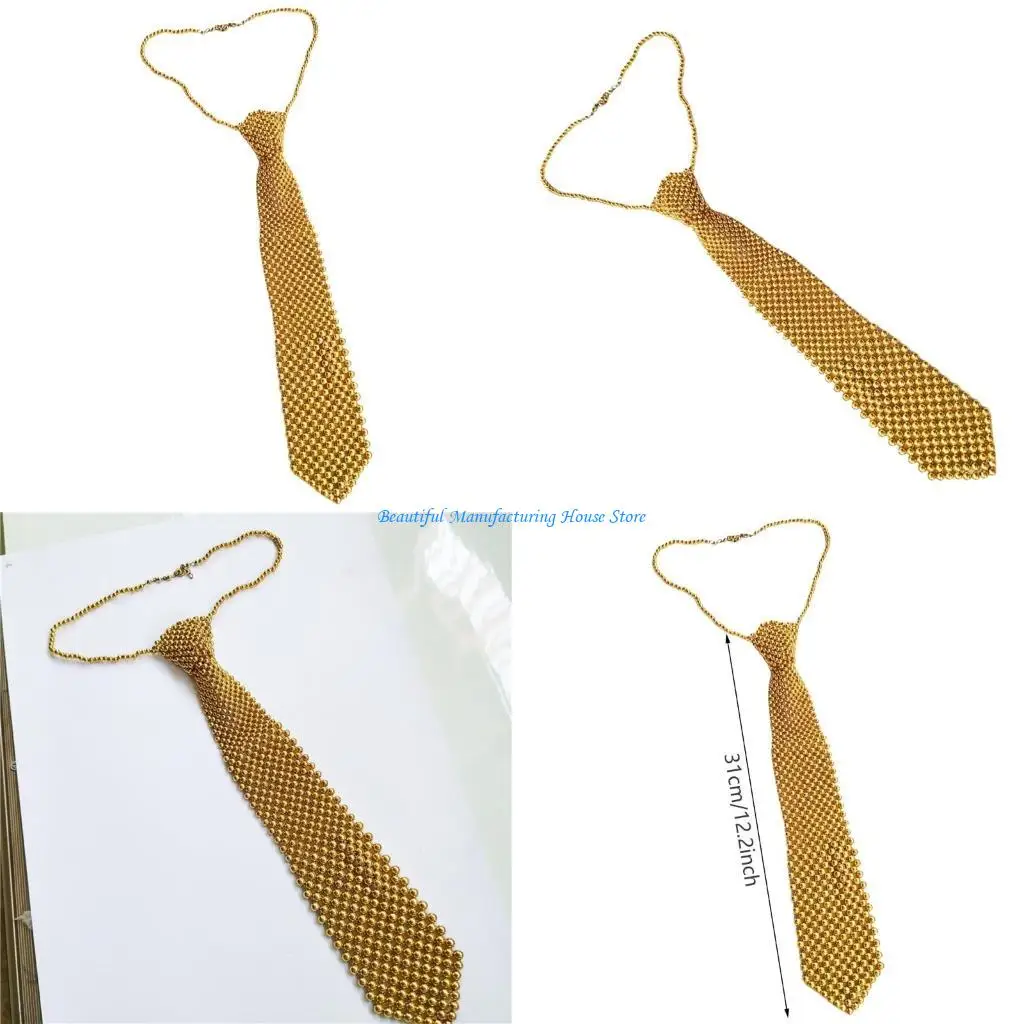 E56A Stylish Handmade Pearls Necklace Minimalists Fashionable Western Necktie