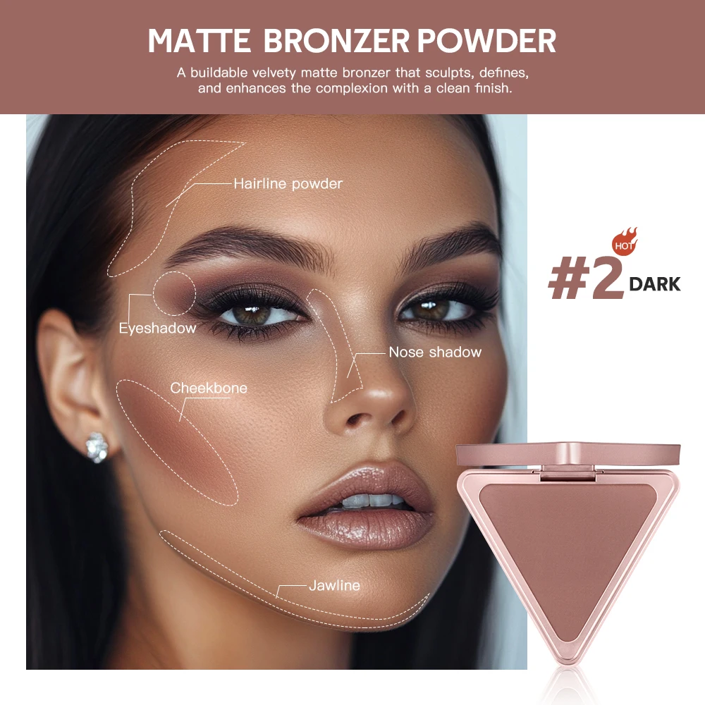 ไม่มีขีดจํากัด Matte Bronzer Shading Face Blusher Long Lasting Matte Plumps ลักษณะลดรูขุมขนและ Shine Control เครื่องสําอาง
