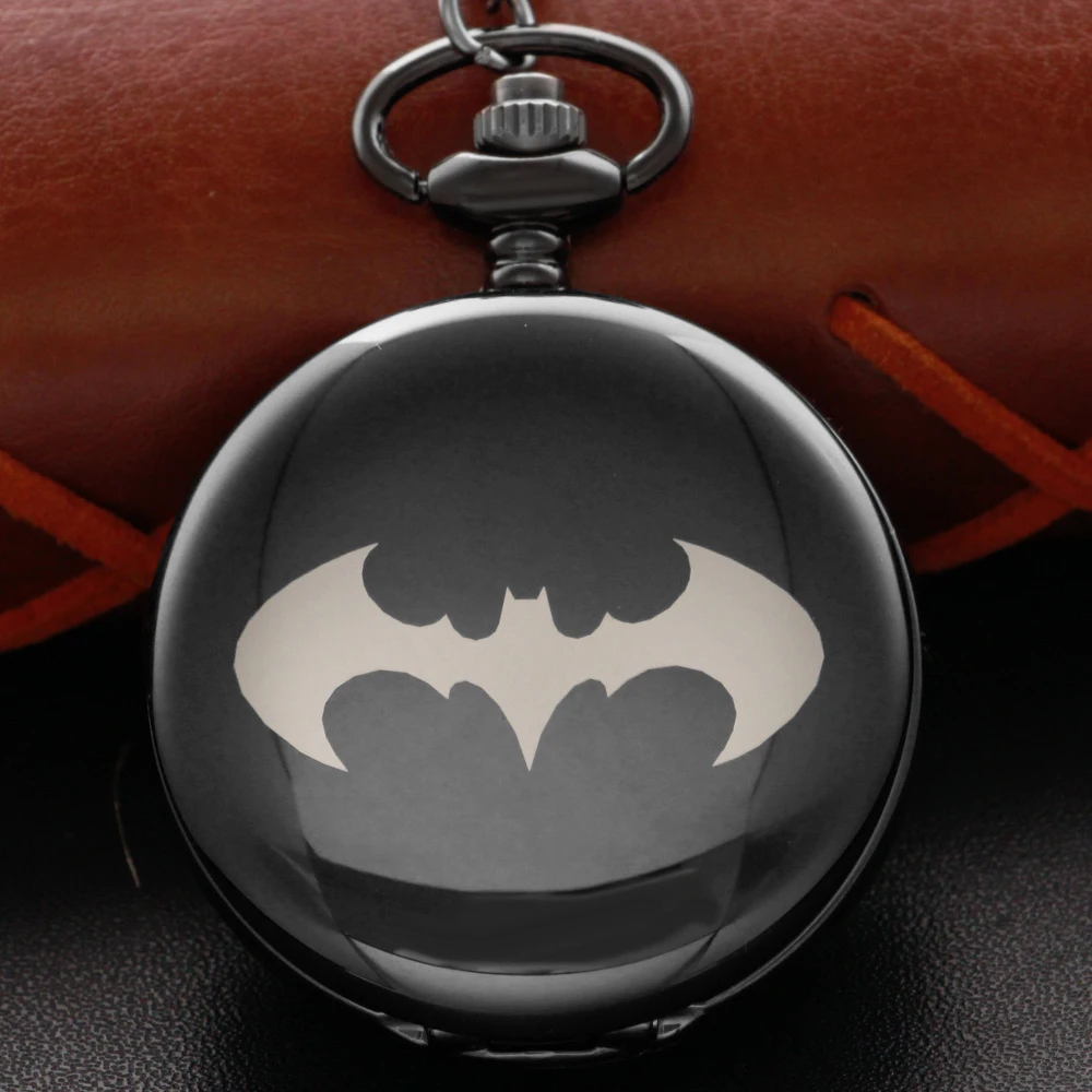 

Vintage Classic Black Bat Pattern Steampunk Quartz Pocket Watch Necklace Pendant Clock Fob Chain Men's and Women's Gift Jfc080