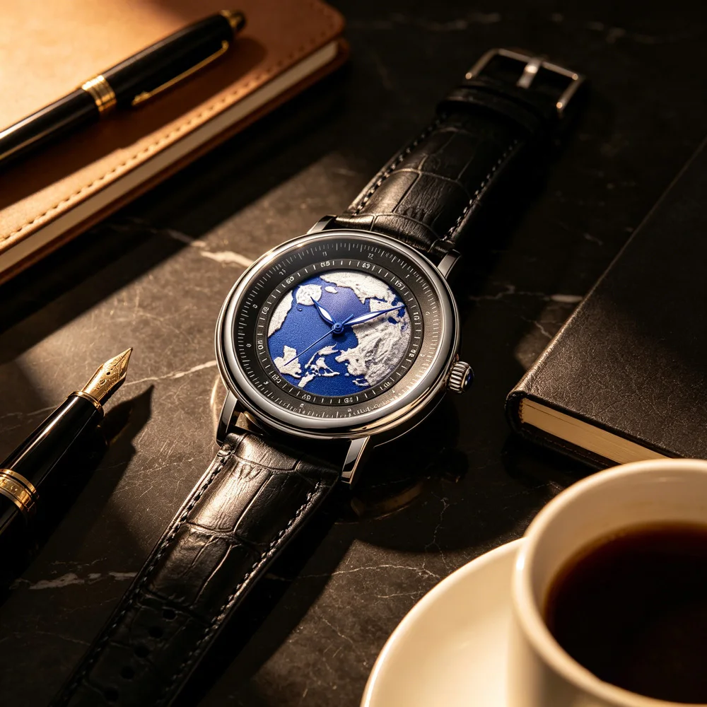 

LIGE Man Wristwatches Blue Planet Creative Earth Fashion Quartz Man Watch Business Sport Watch for Men Luminous Clock Man+Box