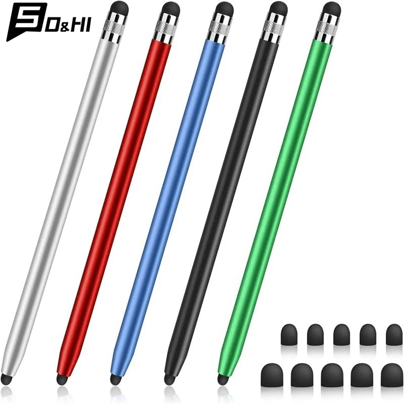 

High Quality Universal Pencil Double Silicon Head Touch Capacitive Screen Stylus Caneta Capacitive Pen For Tablet Smartphone