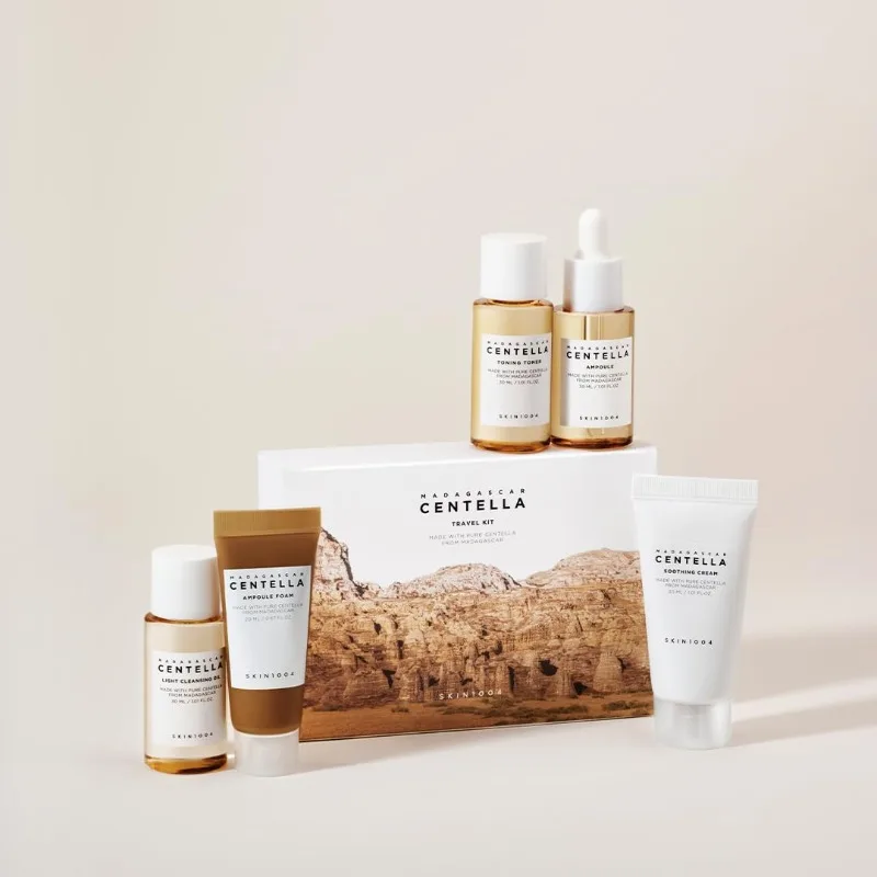 

SKIN1004 Madagascar Centella Travel Kit, Toner, Ampoule, Soothing Cream, Cleansing Oil, Ampoule Foam, Basic Skincare Mini 5pcs