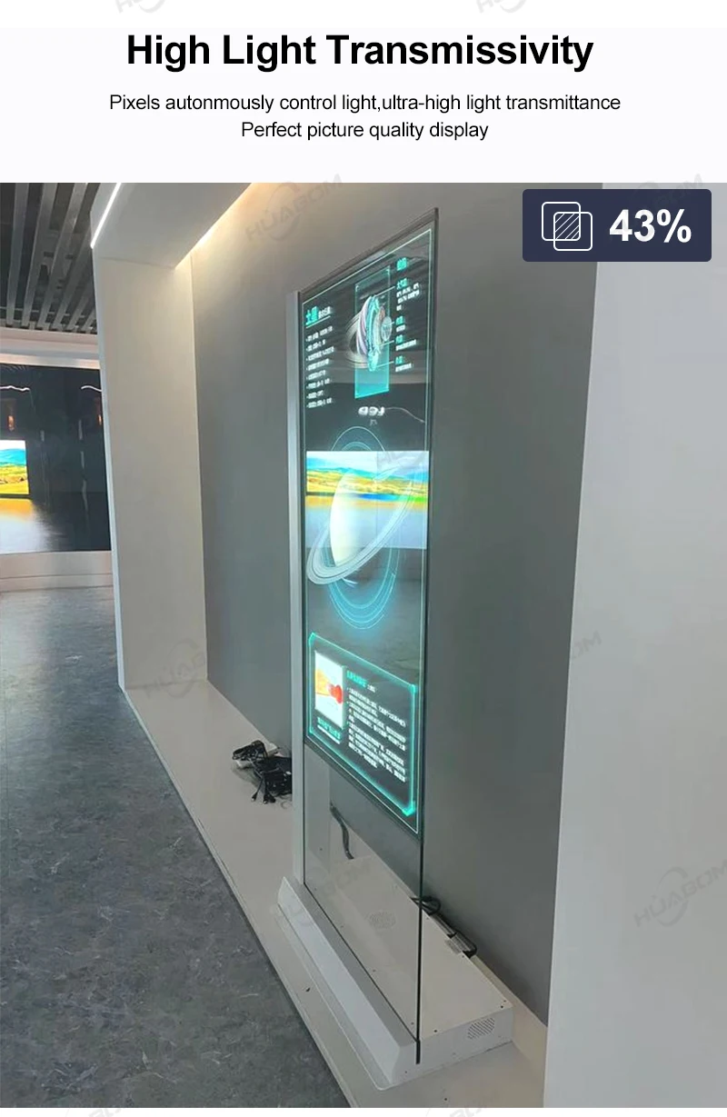 High Quality Custom Touch Screen Floor-Standing Vertical Kiosk Transparent OLED Totem Screen for Retail Store Advertising