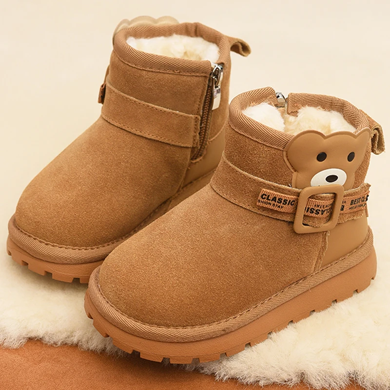 Bonito dos desenhos animados das crianças botas de inverno para a menina versátil quente meninos causal moda botas de neve tendência novas crianças engrossado botas de pelúcia